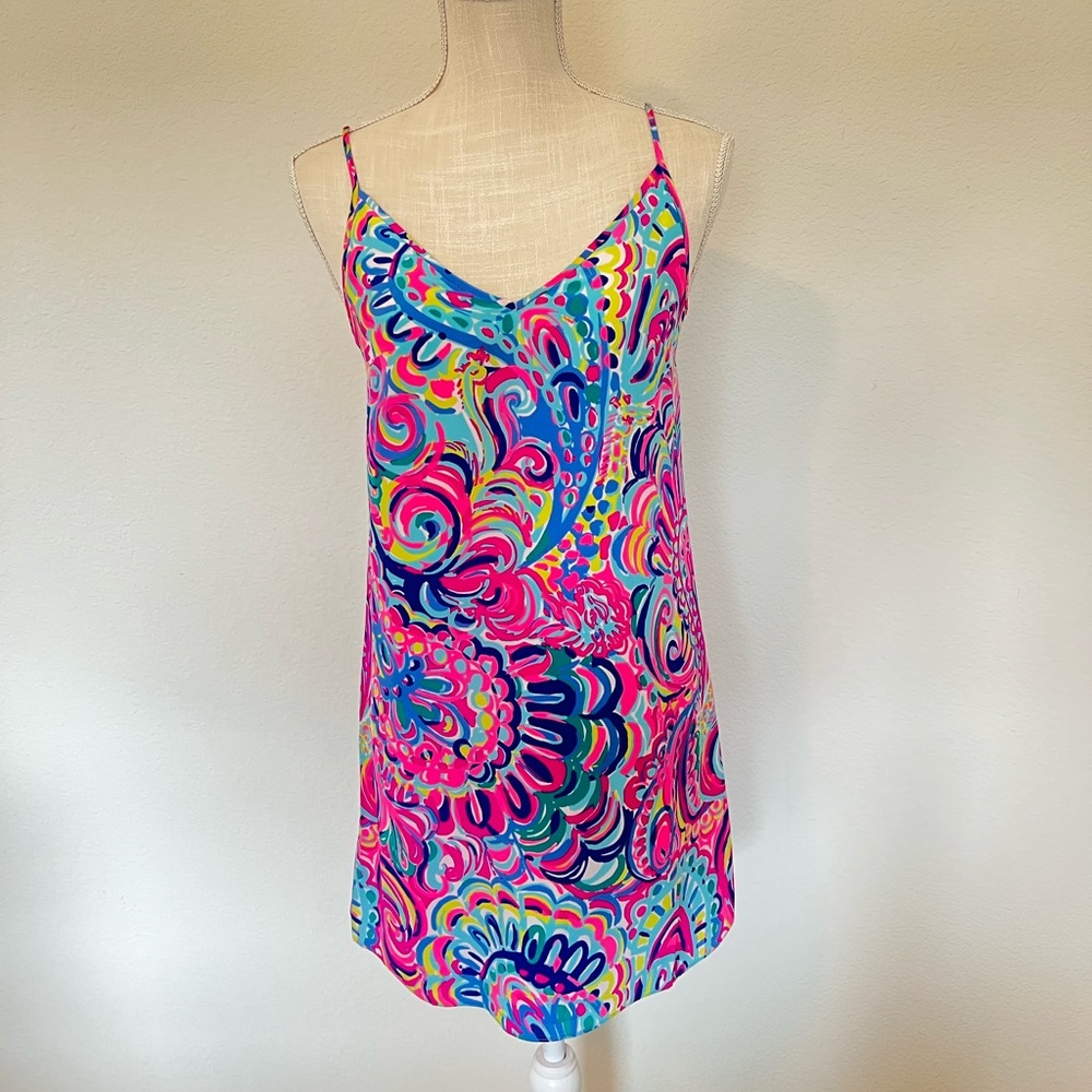 Lilly Pulitzer Psychedelic Sunshine Lela Silk Dress Sz XXS